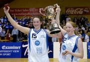 29 January 2005; Sligo Allstars' co-captains Edel Kelly, left, and Stephanie O'Reilly lift the cup after the game. National Cup, Junior Women's Final, Sligo Allstars v Bausch and Lomb Wildcats, Waterford, ESB Arena, Tallaght, Dublin. Picture credit; Brendan Moran / SPORTSFILE