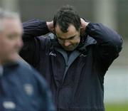30 January 2005; Dublin manager Humphrey Kelleher shows his disappointment at the end of the game. Walsh Cup, Dublin v Kilkenny, Parnell Park, Dublin. Picture credit; Ray McManus / SPORTSFILE