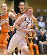 30 January 2005; Jillian Ahern, UL Aughinish, in action against Suzanne Maguire, left, and Carmel Kissane, DART Killester. National Cup, Senior Women's Final, UL Aughinish v DART Killester, ESB Arena, Tallaght, Dublin. Picture credit; Brendan Moran / SPORTSFILE