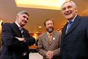 31 January 2005; An Taoiseach Bertie Ahern, T.D., right, with Sean Kelly, centre, President GAA, and Mick O'Dwyer, Laois manager, at the launch of the 2005 Allianz National Football League. Allianz Ireland, Burlington House, Burlington Road, Dublin. Picture credit; David Maher / SPORTSFILE