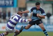 31 January 2005; Ronan Reilly, St. Michael's College, in action against Richard McElwee, Clongowes Wood. Leinster Schools Senior Cup, First Round, Clongowes Wood v St. Michael's College, Donnybrook, Dublin. Picture credit; Pat Murphy / SPORTSFILE