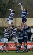 31 January 2005; Tyrone McKillen, St. Michael's College, in action against John Dunne, Clongowes Wood. Leinster Schools Senior Cup, First Round, Clongowes Wood v St. Michael's College, Donnybrook, Dublin. Picture credit; Pat Murphy / SPORTSFILE