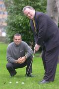 2 February 2005; Golfer Paul McGinley with Brendan Murphy, right, Chief Executive, Allianz Ireland, at the announcement that Allianz Ireland is to continue it's sponsorship support of Paul, for a further three years. Allianz Ireland, Burlington House, Burlington Road, Dublin. Picture credit; David Maher / SPORTSFILE