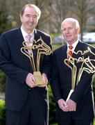 2 February 2005; Trainer Dermot Weld, left, who accepted an award for Top Breeder on behalf of his mother Mrs. Marguerite Weld, with Trainer John Oxx who received the Powers Gold Label / Irish Independent Overall Racing Award at the Powers Gold Label / Irish Independent Racing Awards 2004. Four Seasons Hotel, Ballsbridge, Dublin. Picture credit; Damien Eagers / SPORTSFILE