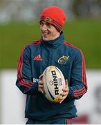 19 November 2013; Munster's Darren Sweetnam during squad training ahead of their Celtic League 2013/14, Round 8, game against Cardiff Blues on Saturday. Munster Rugby Squad Training and Press Briefing, University of Limerick, Limerick. Picture credit: Diarmuid Greene / SPORTSFILE