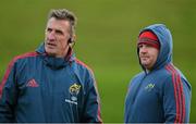 19 November 2013; Munster head coach Rob Penney, left, and Dave Kilcoyne during squad training ahead of their Celtic League 2013/14, Round 8, game against Cardiff Blues on Saturday. Munster Rugby Squad Training and Press Briefing, University of Limerick, Limerick. Picture credit: Diarmuid Greene / SPORTSFILE