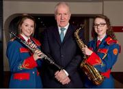 19 November 2013; Today the Artane School of Music launched their Strategic Plan 2013-2016. Founded by the Christian Brothers, the origins of the Artane band go back to 1872 known then as the Artane Boy's Band. Today it is known as the Artane School of Music set up in 1998 under a Deed of Trust jointly in the names of the Christian Brothers and the GAA. In attendence at the launch is Aisling Comiskey, left, Artane School of Music, Jimmy Deenihan, TD, Minister for Arts, Heritage and the Gaeltacht, and Lauren Keegan, right, Artane School of Music. Croke Park, Dublin. Picture credit: Barry Cregg / SPORTSFILE