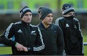 20 November 2013; New Zealand players, from left, Aaron Crudden, Aaron Smith and TJ Perenara during an AIG Kicking Clinic. Westmanstown Sports Centre, Clonsilla, Co. Dublin. Picture credit: Brendan Moran / SPORTSFILE