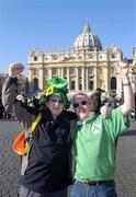 5 February 2005; Ireland supporters Ricky Elliot, left, and Alistair Jinks, from Bushmills, Co. Antrim, in St. Peter's Square prior to the RBS Six Nations game against Italy. Rome, Italy. Picture credit; Brian Lawless / SPORTSFILE