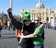 5 February 2005; Ireland supporters Ricky Elliot, left, and Alistair Jinks, from Bushmills, Co. Antrim, in St. Peter's Square prior to the RBS Six Nations game against Italy. Rome, Italy. Picture credit; Brian Lawless / SPORTSFILE