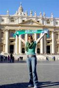 5 February 2005; Fiona Steed, Ireland supporter and wife of Ireland prop John Hayes, in St. Peter's Square prior to the RBS Six Nations game against Italy. Rome, Italy. Picture credit; Brian Lawless / SPORTSFILE