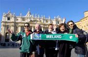 5 February 2005; Ireland supporters, from left, Mary and John Quinlan, parents of Irish International Alan, Marie O'Callaghan, mother of Ireland lock Donnacha, Marie Hayes, mother of Ireland prop John, and Fiona Steed, wife of John Hayes, in St. Peter's Square prior to the RBS Six Nations game against Italy. Rome, Italy. Picture credit; Brian Lawless / SPORTSFILE