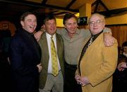 4 February 2005; Jimmy Magee with, left to right, Fr Brian Darcy, Michael 'Babs' Keating and Eamonn Coghlan at his 70th birthday. Shannon Oaks Hotel, Portumna, Co. Galway. Picture credit; Ray McManus / SPORTSFILE