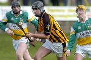 6 February 2005; John Hoyne, Kilkenny, in action against Joe Brady and Niall Claffey, right, Offaly. Walsh Cup, Semi-Final, Offaly v Kilkenny, St. Brendan's Park, Birr, Co. Offaly. Picture credit; Damien Eagers / SPORTSFILE
