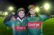 5 February 2005; Mayo supporters Hannah and Thomas Craddock before the match. Allianz National Football League, Division 1A, Dublin v Mayo, Parnell Park, Dublin. Picture credit; Damien Eagers / SPORTSFILE