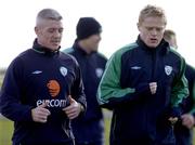 7 February 2005; Graham Kavanagh, left, Republic of Ireland, with team-mate Damien Duff during squad training. Malahide FC, Malahide, Co. Dublin. Picture credit; David Maher / SPORTSFILE