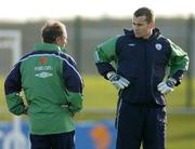 7 February 2005; Republic of Ireland manager Brian Kerr chats with Shay Given during squad training. Malahide FC, Malahide, Co. Dublin. Picture credit; David Maher / SPORTSFILE