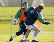7 February 2005; Republic of Ireland's Andy Reid in action against his team-mate Gary Doherty during squad training. Malahide FC, Malahide, Co. Dublin. Picture credit; David Maher / SPORTSFILE