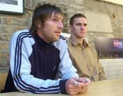 7 February 2005; Colm Parkinson, Portlaoise, and Tony McEntee, Crossmaglen Rangers, right, at a press conference ahead of the AIB All-Ireland Club Championships semi-finals. Ely Place, Dublin. Picture credit; Damien Eagers / SPORTSFILE