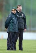 6 February 2005; Liam Hayes, Carlow manager, with selector Dr Tom Foley, left, before the game. Allianz National Football League, Division 2A, Monaghan v Carlow, O'Neill Park, Clontibrit, Co. Monaghan. Picture credit; Pat Murphy / SPORTSFILE