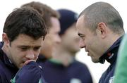 8 February 2005; Republic of Ireland's Stephen Carr in conversation with team-mate Andy Reid during squad training. Malahide FC, Malahide, Dublin. Picture credit; Pat Murphy / SPORTSFILE