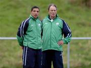 8 February 2005; Republic of Ireland manager Brian Kerr in conversation with assistant manager Chris Hughton during squad training. Malahide FC, Malahide, Dublin. Picture credit; Pat Murphy / SPORTSFILE