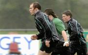 8 February 2005; Johnny O'Connor, Shane Byrne and Ronan O'Gara in action during Ireland rugby squad training. Naas Rugby Club, Co. Kildare. Picture credit; Matt Browne / SPORTSFILE