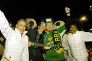 9 February 2005; Ireland fans with the Carlsberg band. International Friendly, Republic of Ireland v Portugal, Lansdowne Road, Dublin. Picture credit; Brendan Moran / SPORTSFILE