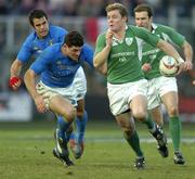 6 February 2005; Brian O'Driscoll, Ireland, in action against Andrea Masi and Gonzalo Canale, Italy. RBS Six Nations Championship 2005, Italy v Ireland, Stadio Flamino, Rome, Italy. Picture credit; Brendan Moran / SPORTSFILE