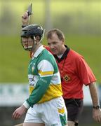 6 February 2005; Referee Dickie Murphy shows the note book to Offaly's Mick O'Hara. Walsh Cup, Semi-Final, Offaly v Kilkenny, St. Brendan's Park, Birr, Co. Offaly. Picture credit; Damien Eagers / SPORTSFILE