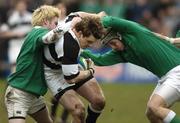 10 February 2005; Cian Healy, Belvedere College, in action against Tomas O'Se, left and Sam Hodging, Gonzaga College. Leinster Schools Senior Cup Quarter-Final, Gonzaga College v Belvedere College, Donnybrook, Dublin. Picture credit; Matt Browne / SPORTSFILE