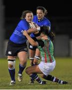22 November 2013; Michelle Claffey, Leinster, is tackled by Hannah Casey, Exiles. Women's Interprovincial Rugby Friendly, Leinster v Exiles, Ashbourne RFC, Ashbourne, Co. Meath. Picture credit: Pat Murphy / SPORTSFILE