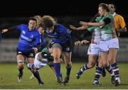 22 November 2013; Jenny Murphy, Leinster, is tackled by Jackie Shiels, left, and Bethany James, Exiles. Women's Interprovincial Rugby Friendly, Leinster v Exiles, Ashbourne RFC, Ashbourne, Co. Meath. Picture credit: Pat Murphy / SPORTSFILE