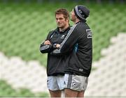 23 November 2013; New Zealand's captain Richie McCaw, left, with Kieran Read during the captain's run ahead of their Guinness Series International match against Ireland on Sunday. New Zealand Rugby Squad Captain's Run, Aviva Stadium, Lansdowne Road, Dublin. Picture credit: Matt Browne / SPORTSFILE