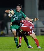 23 November 2013; Dave McSharry, Connacht, is tackled by Gareth Owen, Scarlets. Celtic League 2013/14, Round 8, Connacht v Scarlets, The Sportsground, Galway. Picture credit: Diarmuid Greene / SPORTSFILE