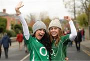 24 November 2013; Ireland supporter Caroline Duke, left, and, Marie Claire Reilly, from Drogheda, Co. Louth, ahead of the game. Guinness Series International, Ireland v New Zealand, Aviva Stadium, Lansdowne Road, Dublin. Photo by Sportsfile