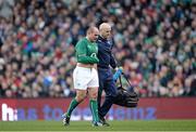 24 November 2013; Ireland's Rory Best is led off the field by Dr. Eanna Falvey after picking up an injury during the first half. Guinness Series International, Ireland v New Zealand, Aviva Stadium, Lansdowne Road, Dublin. Picture credit: Stephen McCarthy / SPORTSFILE