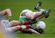 24 November 2013; Frankie Dolan, St Brigid's, in action against Alan Feeney, Castlebar Mitchels. AIB Connacht Senior Club Football Championship Final, St Brigid's, Roscommon, v Castlebar Mitchels, Mayo. Dr. Hyde Park, Roscommon. Picture credit: David Maher / SPORTSFILE