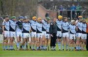 24 November 2013; Na Piarsaigh manager Sean Stack stands amongst his team during the National Anthem. AIB Munster Senior Club Hurling Championship Final, Na Piarsaigh, Limerick v Sixmilebridge, Clare. Cusack Park, Ennis, Co. Clare. Picture credit: Diarmuid Greene / SPORTSFILE