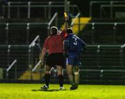 12 February 2005; Aidan O'Mahoney, Kerry, is shown the 'Yellow Card' by referee Patrick McGovern. Allianz National Football League, Division 1A, Kerry v Offaly, Austin Stack Park, Tralee, Co. Kerry. Picture credit; Ray McManus / SPORTSFILE