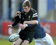 13 February 2005; Joey Corcoran, Cistercian College Roscrea, in action against Robert Gannon, St. Mary's College, Donnybrook. Leinster Schools Senior Cup Quarter-Final, Cistercian College Roscrea v St. Mary's College, Donnybrook. Donnybrook, Dublin. Picture credit; Brendan Moran / SPORTSFILE