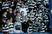 13 February 2005; Fans of Cistercian College Roscrea cheer on their side. Leinster Schools Senior Cup Quarter-Final, Cistercian College Roscrea v St. Mary's College, Donnybrook. Donnybrook, Dublin. Picture credit; David Levingstone / SPORTSFILE