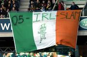 12 February 2005; An Irish tricolour hangs from the stands during the game. RBS Six Nations Championship 2005, Scotland v Ireland, Murrayfield Stadium, Edinburgh, Scotland. Picture credit; Brendan Moran / SPORTSFILE