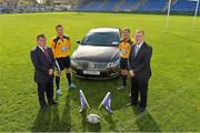 29 November 2013; Leinster Rugby Referees, LLR, is delighted to announce Volkswagen as sponsors of the association for the next three seasons. Volkswagen has been sponsors of Leinster Rugby for the past four seasons and has extended that commitment to incorporate the Leinster Rugby Referees. Pictured at the announcement are, from left, Mick Dawson, Chief Executive, Leinster Rugby, Dudley Phillips, referee, Paul Burke, Operations Director of Volkswagen Ireland, and Alain Rolland, referee. Donnybrook, Dublin. Picture credit: Matt Browne / SPORTSFILE