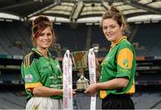 26 November 2013; Intermediate players Fabienne Cooney, left, Claregalway, Co. Galway, and Norah Kirby, Thomas Davis, Co. Dublin, in attendance at a Tesco Homegrown Ladies Football All-Ireland Club Championship Finals media day. Croke Park, Dublin. Photo by Sportsfile