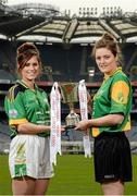 26 November 2013; Intermediate players Fabienne Cooney, left, Claregalway, Co. Galway, and Norah Kirby, Thomas Davis, Co. Dublin, in attendance at a Tesco Homegrown Ladies Football All-Ireland Club Championship Finals media day. Croke Park, Dublin. Photo by Sportsfile