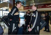 27 November 2013; Kilkenny's Brian Hogan and JJ Delaney, right, at Dublin Airport prior to their departure for Shanghai for the GAA GPA All Star Tour 2013, sponsored by Opel. Dublin Airport, Dublin. Picture credit: Pat Murphy / SPORTSFILE