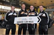 27 November 2013; Kilkenny players, from left, Paul Murphy, Brian Hogan, Eoin Larkin and JJ Delaney at Dublin Airport prior to their departure for Shanghai for the GAA GPA All Star Tour 2013, sponsored by Opel. Dublin Airport, Dublin. Picture credit: Pat Murphy / SPORTSFILE