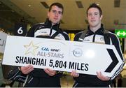 27 November 2013; Tipperary players Patrick Maher, left, and Michael Cahill at Dublin Airport prior to their departure for Shanghai for the GAA GPA All Star Tour 2013, sponsored by Opel. Dublin Airport, Dublin. Picture credit: Pat Murphy / SPORTSFILE