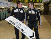 27 November 2013; Tipperary players Patrick Maher, left, and Michael Cahill at Dublin Airport prior to their departure for Shanghai for the GAA GPA All Star Tour 2013, sponsored by Opel. Dublin Airport, Dublin. Picture credit: Pat Murphy / SPORTSFILE